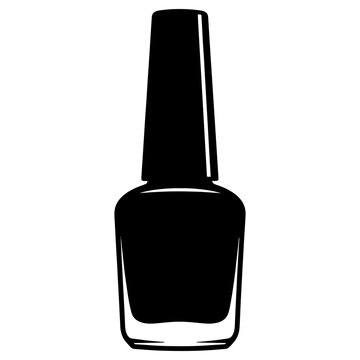 Black nail polish bottle silhouette on a white background, isolated cosmetic container for manicure, beauty salon