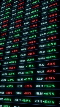 Business data spreadsheet with financial figures, percentage changes. Business and finance, analytics, prices, market data and research, corporate, controlling, financial accounting and taxes.