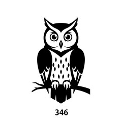 Obraz premium Stylized Owl Sitting on Branch Icon, Isolated Vector Illustration
