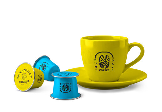 Coffee Cup and Coffee Capsule Mockup Set