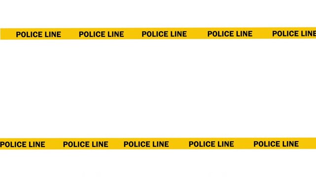 Yellow police line warning tape isolated on white background
