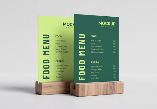 Food Menu Card Holder Mockup