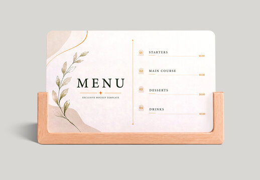 Wooden Restaurant Menu Mockup