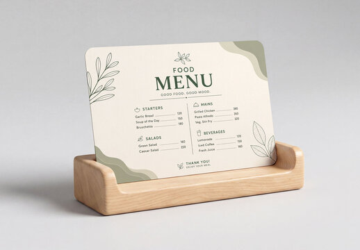 Wooden Food Menu Holder Mockup