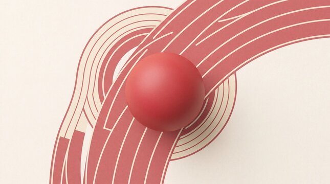 Abstract red athletic running track illustration with sphere, abstract