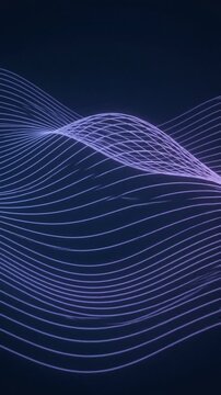 Smooth animated neon purple and blue light waves flowing in graceful curves against a dark navy background creating a futuristic digital art aesthetic
