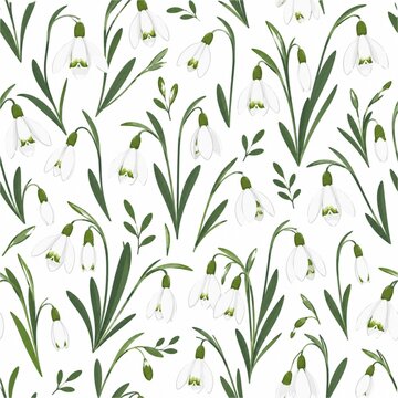 snow drop flowers pettern