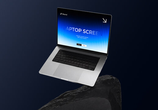 Floating Laptop Screen Mockup