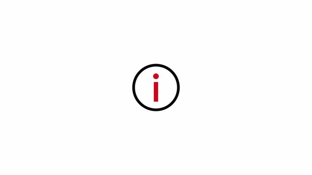 Information circle icon looping animation on transparent background, Info help ,info symbol, desk idea, desk support, user interface meta data button animation in 4K with Alpha Channel.  