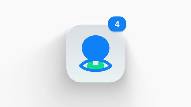 Barista worker avatar app icon featuring animated notification badge with counter 1 to 99, dynamic shadow effect, minimalist coffee maker apron staff profile concept, on white background. 