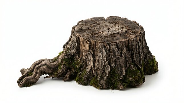 Old weathered tree stump with moss