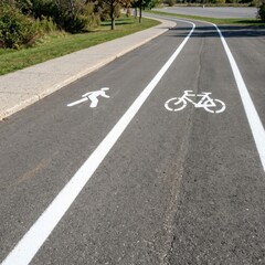 Obraz premium Dedicated Paths For Pedestrians And Cyclists On Paved Trail