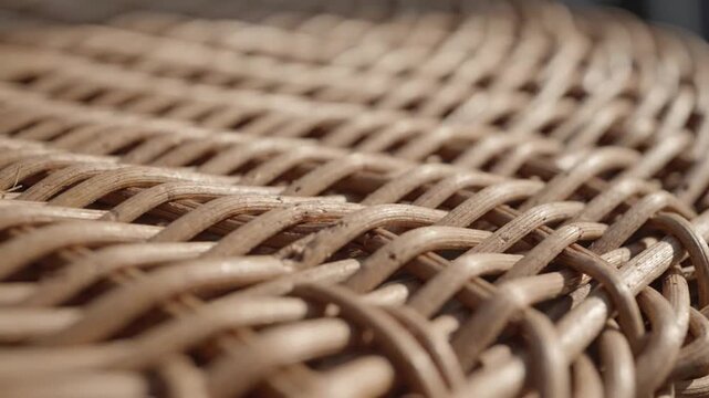Close Up of Woven Rattan Texture on Furniture Outdoors in Daylight