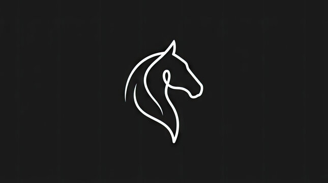 Elegant horse head line art logo.
