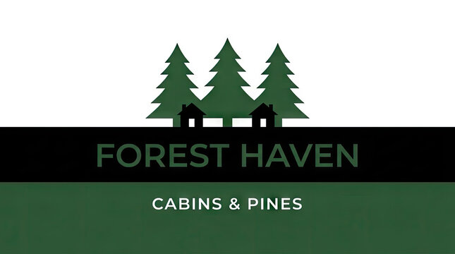Forest Haven logo with pine trees and text.