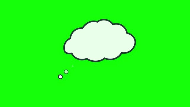 Floating white thought bubble graphic animation isolated on green screen for seamless video compositing work
