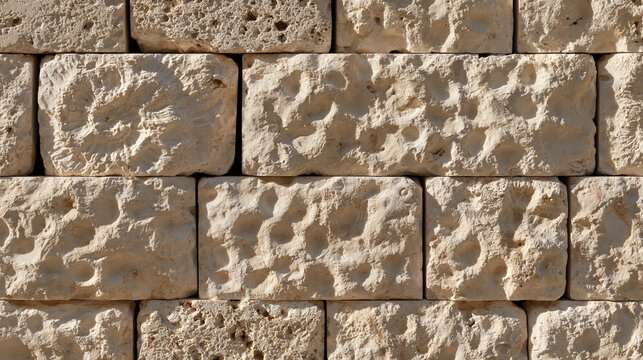 Rough Textured Beige Limestone Masonry Wall Background