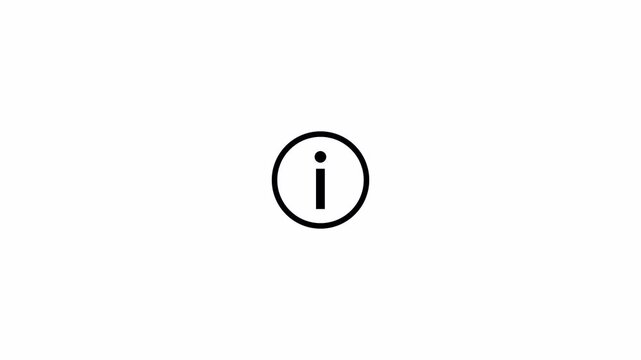 Information circle icon looping animation on transparent background, Info help ,info symbol, desk idea, desk support, user interface meta data button animation in 4K with Alpha Channel.  