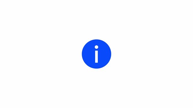 Information circle icon looping animation on transparent background, Info help ,info symbol, desk idea, desk support, user interface meta data button animation in 4K with Alpha Channel.  
