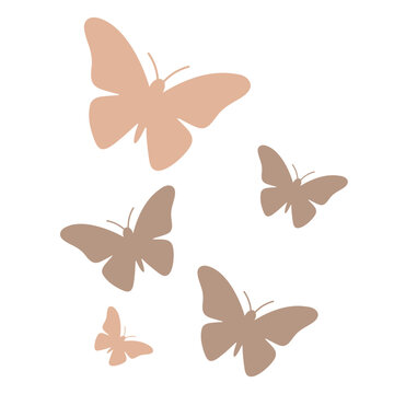 Minimalist butterfly silhouettes in soft beige tones for elegant nature design elements.