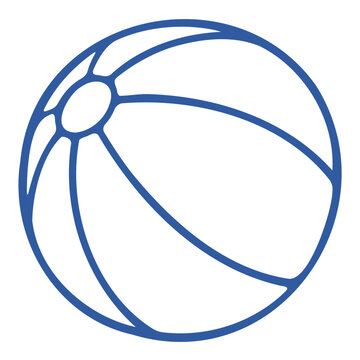Blue beach ball icon, simple summer vacation symbol for web design and mobile apps.