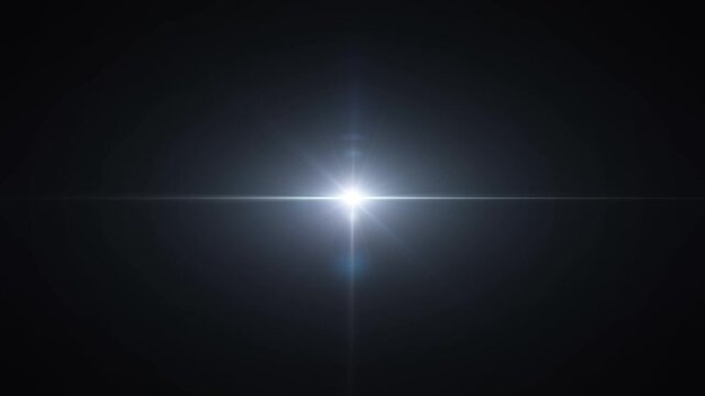 Loop glow blue light center star optical lens flares shine art animation on black abstract background