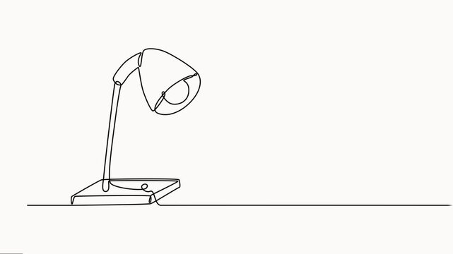 Animated self drawing of one continuous line draw  lamp home appliance. Electricity table lamp furniture household concept. Full-length single-line animation vector on white background.