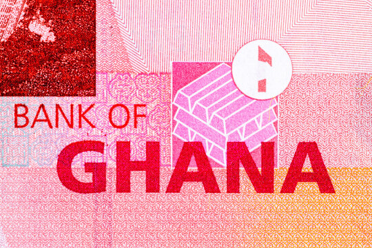 1 Ghanaian Cedi banknote fragment with denomination for design. Currency of Africa.