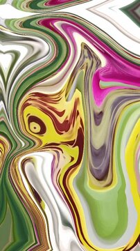 Psychedelic Yellow Pink and Green Marble Wave Animation