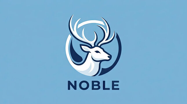 Minimalist deer head logo with antlers and noble text.