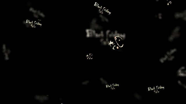 Loop animation of Black Friday Sale white neon glitch text word light animation effect cinematic title flow on black abstract background. 