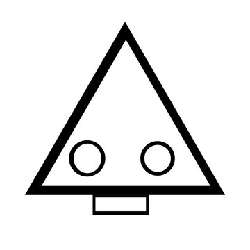 Simple triangle shape with two circular eyes. It appears friendly and playful, with a smiling expression. Perfect for illustrations, logos, or playful design elements