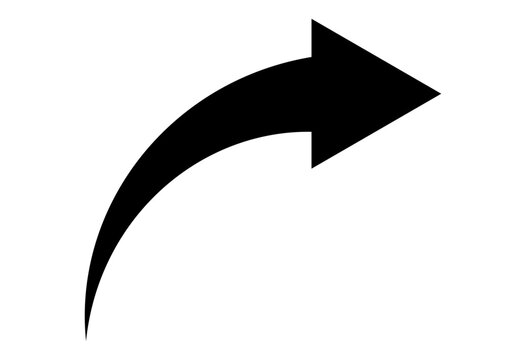 curved upward share arrow icon. pointing right forward redirect navigation pointer element
