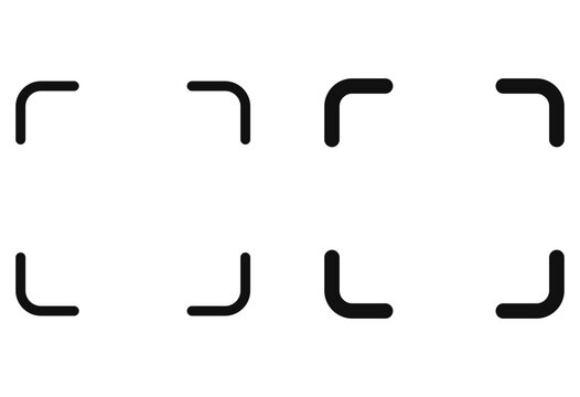 focus corner frame icon set. camera viewfinder scan sign. target outline bracket symbols
