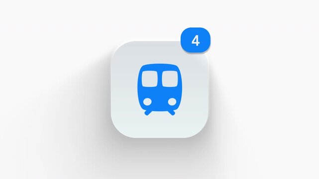 Vibrant 3D train front icon with live counter badge, ideal for railway booking alerts, transit schedules, subway updates, and commuter apps. 