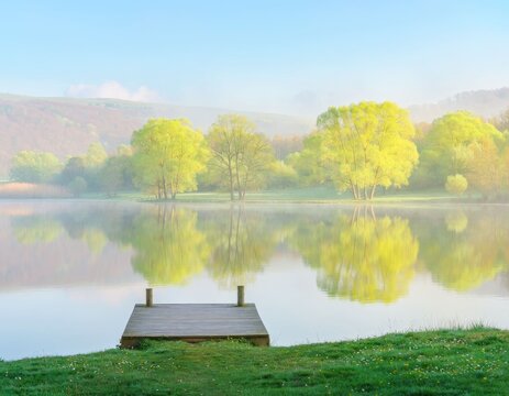 peaceful lake pier
