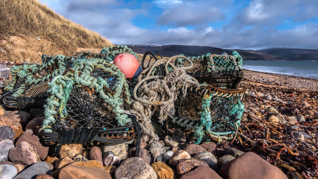 Wrecked Lobster Creels on a Highland coast