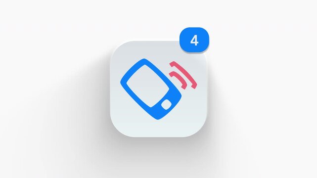 3D mobile phone icon with signal waves and counter badge, great for incoming call notifications, network connectivity, and message alerts. 