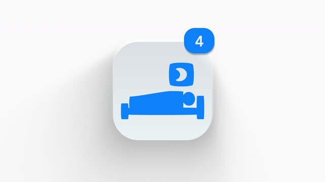 Relaxing 3D bed and moon icon with counter badge, designed for hotel booking alerts, resort reservations, and sleep cycle apps. 