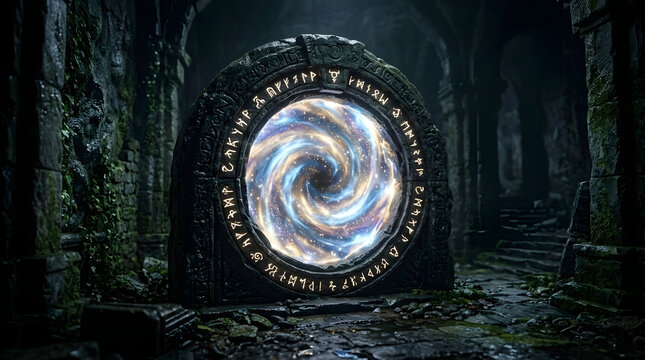 Glowing Magic Portal with Energy Vortex