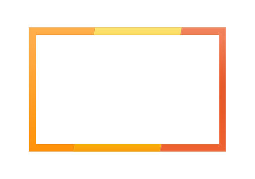 Marco rectangular con borde en tonos naranja y amarillo