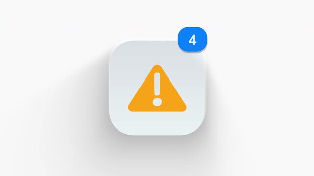 Attention-grabbing 3D triangle warning sign with exclamation point and counter badge, perfect for error messages, hazard alerts, and system warnings. 
