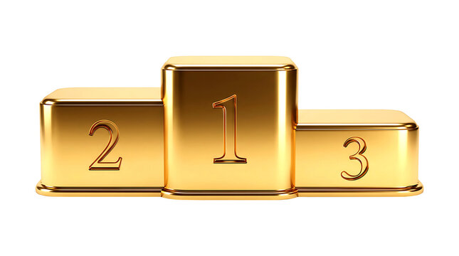 Gold winners podium with first, second and third place isolated on transparent background