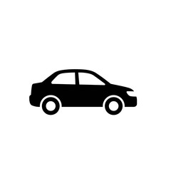 Naklejka premium Black sedan car icon showing a simple side view for transportation and vehicle design projects Vector