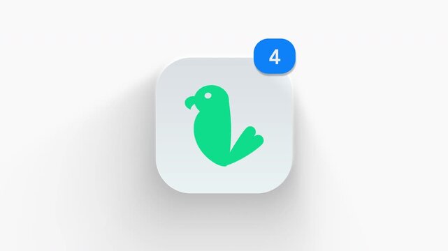 Minimalist 3D animated icon featuring a bird silhouette in fly, ideal for nature and pet app interfaces. 