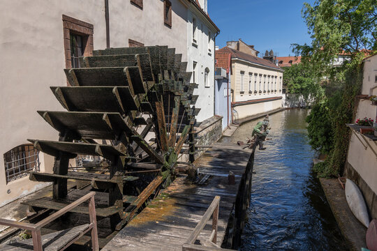 Water Mill On Kampa Island In Prague