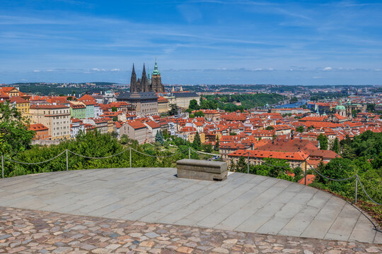 City Of Prague From Vantage Point In Czechia