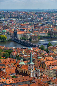 Prague Cityscape With Lesser Town And Charles Bridge