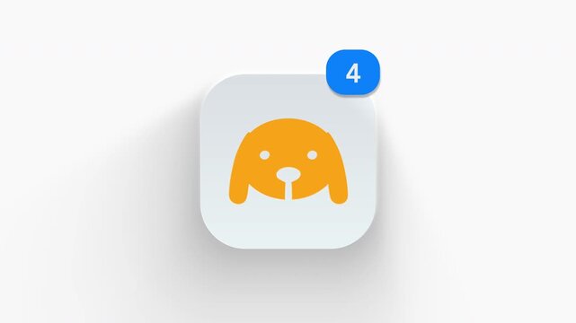 3D animated face avatar icon of a cute dog head for animal profile and mobile app interface. 