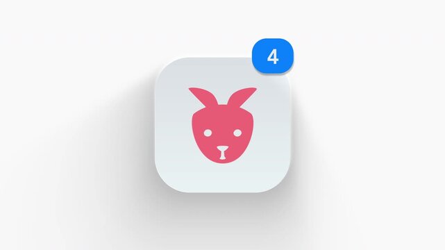 3D animated cute rabbit face avatar icon with long ear for pet profile, animal app, and game. 